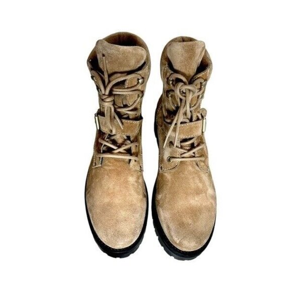 ALLSAINTS Paulina Suede Buckle Moto Combat Boot $349 US 9 EU39 Desert Tan - Picture 4 of 11